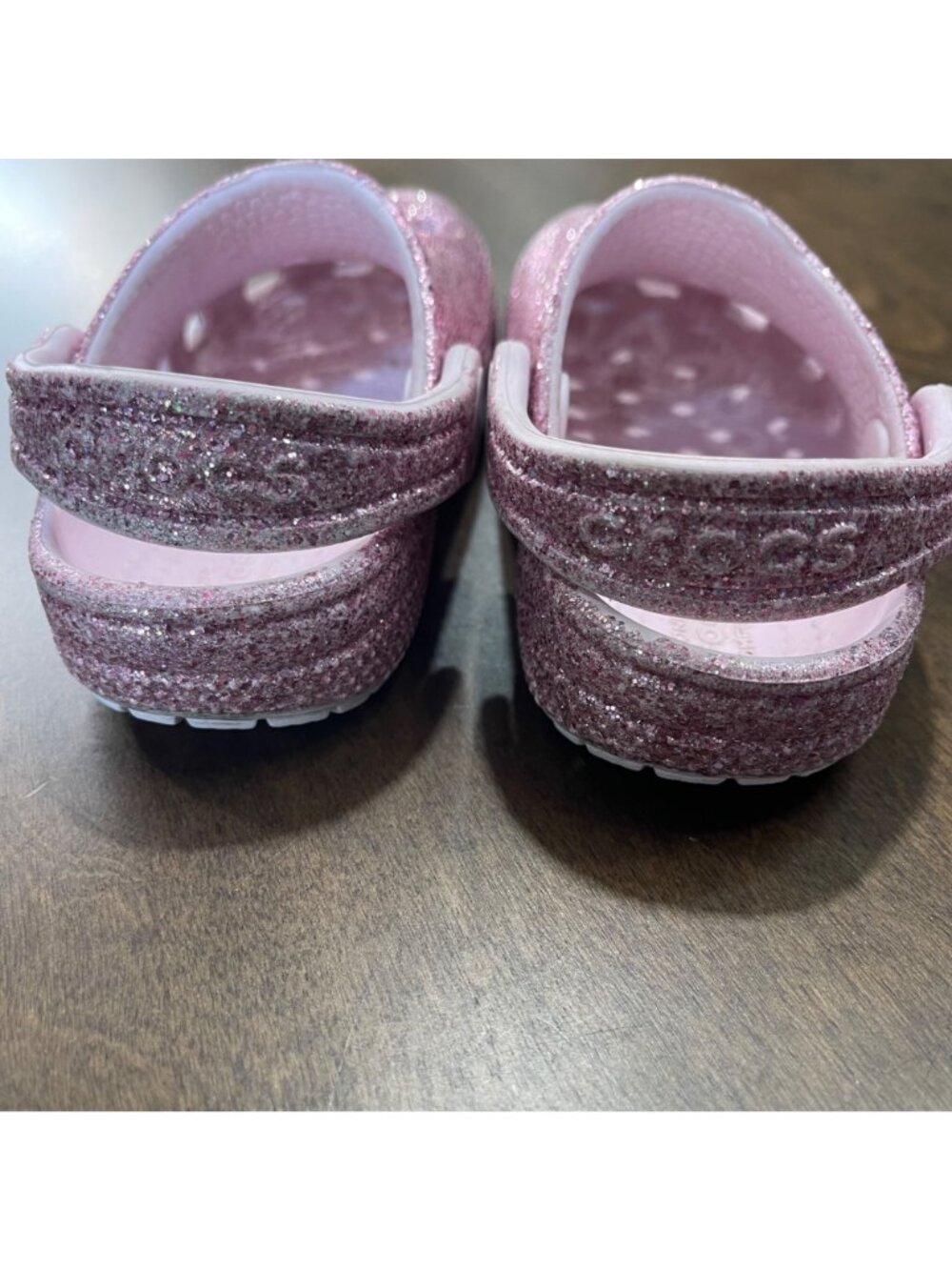 Crocs Classic Glitter Clog Toddler Girls Size 7 Pink Waterproof Slip on Shoes - Picture 8 of 8